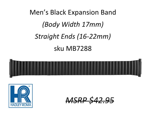 MB7288 Men's 17mm Wide Expansion Watch Band Black - Default Title