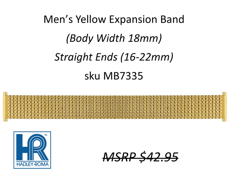 MB7335 Men's 16mm Wide Expansion Watch Band Yellow - Default Title