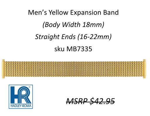 MB7335 Men's 16mm Wide Expansion Watch Band Yellow - Default Title