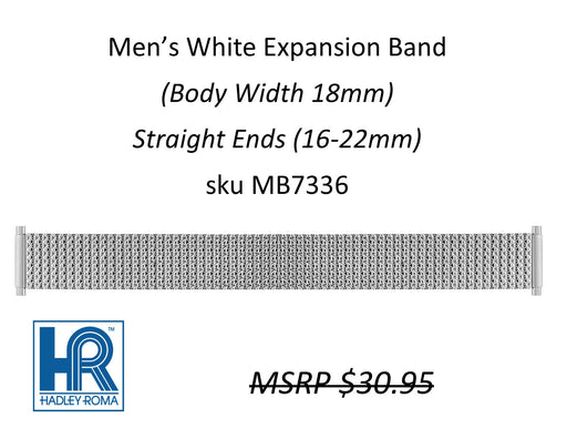 MB7336 Men's 16mm Wide Expansion Watch Band White - Default Title