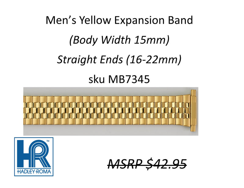 MB7345 Men's 15mm Wide Expansion Watch Band Yellow - Default Title