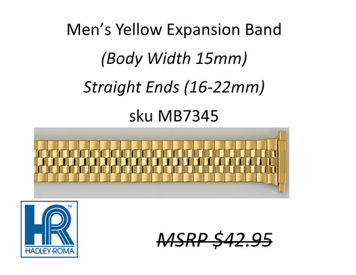 MB7345 Men's 15mm Wide Expansion Watch Band Yellow - Default Title