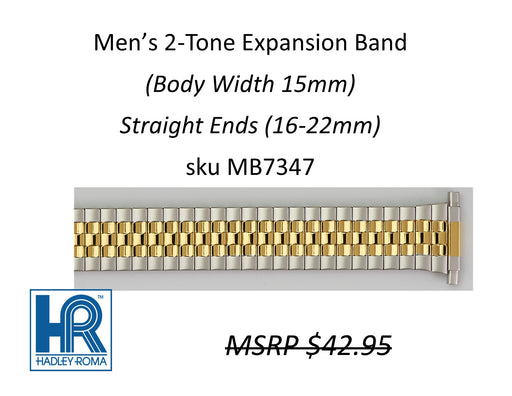 MB7347 Men's 15mm Wide Expansion Watch Band Two-Tone - Default Title