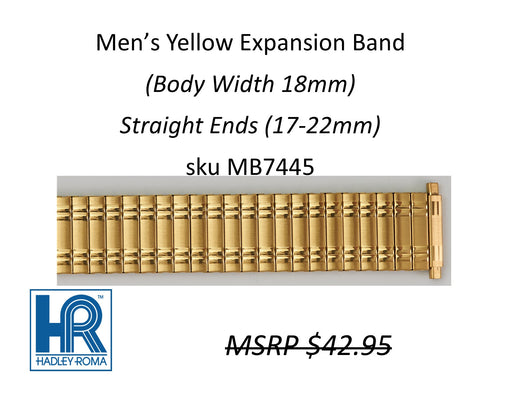 MB7445 Men's 18mm Wide Expansion Watch Band Yellow - Default Title