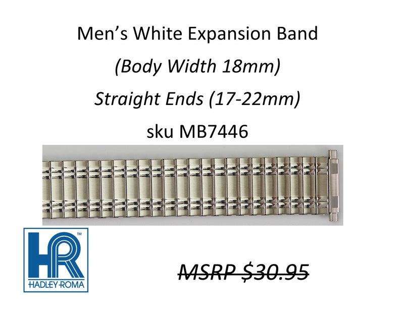 MB7446 Men's 18mm Wide Expansion Watch Band White - Default Title