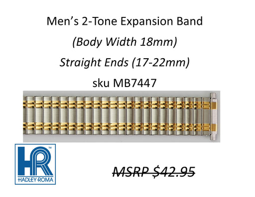 MB7447 Men's 18mm Wide Expansion Watch Band Two-Tone - Default Title