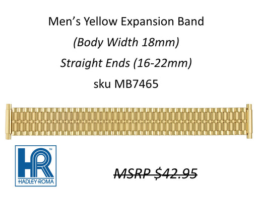 MB7465 Men's 18mm Wide Expansion Watch Band Yellow - Default Title