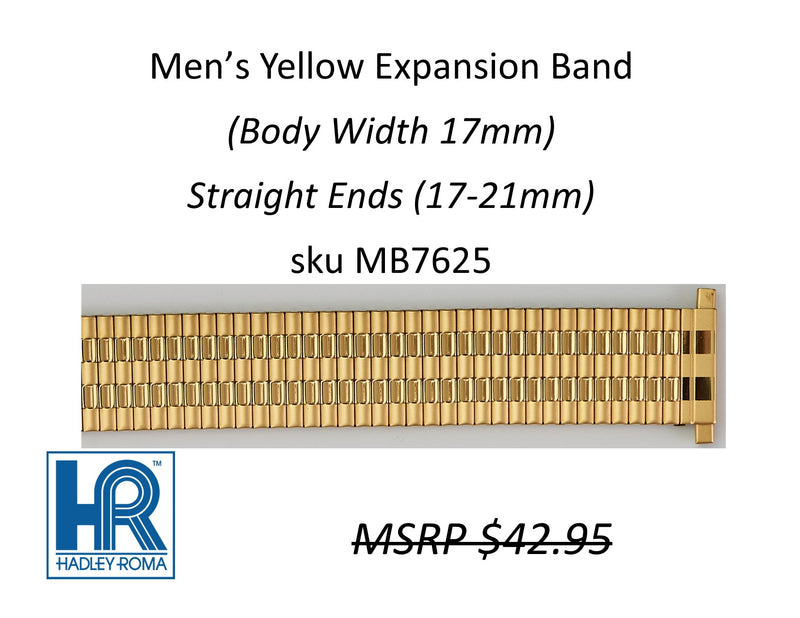 MB7625 Men's 17mm Wide Expansion Watch Band Yellow - Default Title
