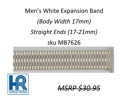 MB7626 Men's 17mm Wide Expansion Watch Band White - Default Title