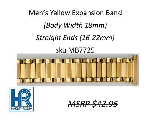 MB7725 Men's 18mm Wide Expansion Watch Band Yellow - Default Title