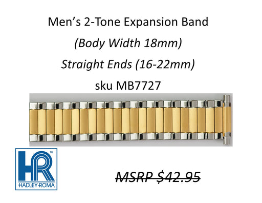 MB7727 Men's 18mm Wide Expansion Watch Band Two-Tone - Default Title