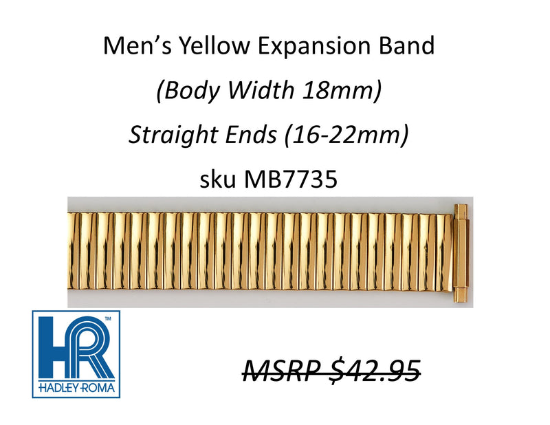 MB7735 Men's 18mm Wide Expansion Watch Band Yellow - Default Title