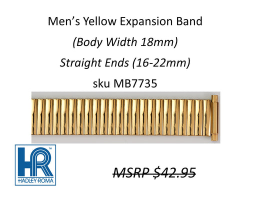 MB7735 Men's 18mm Wide Expansion Watch Band Yellow - Default Title