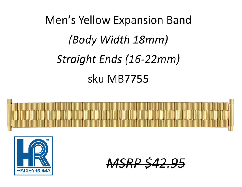 MB7755 Men's 18mm Wide Expansion Watch Band Yellow - Default Title