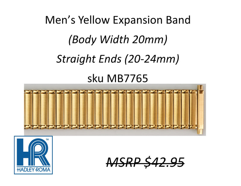 MB7765 Men's 20mm Wide Expansion Watch Band Yellow - Default Title