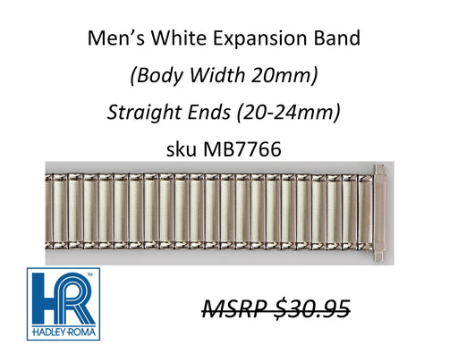 MB7766 Men's 20mm Wide Expansion Watch Band White - Default Title