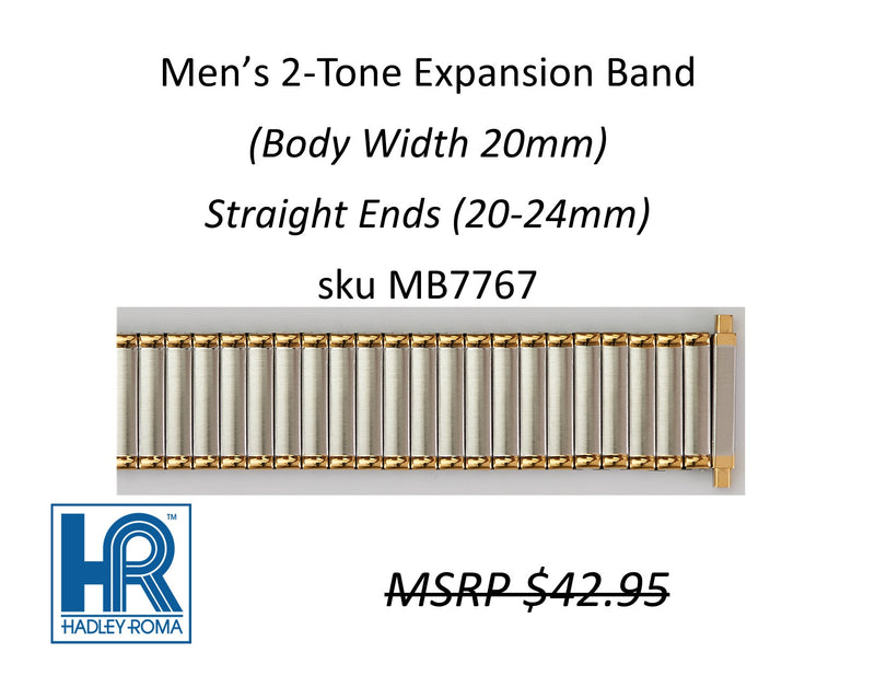 MB7767 Men's 20mm Wide Expansion Watch Band Two-Tone - Default Title