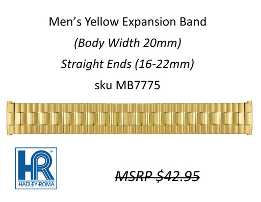 MB7775 Men's 20mm Wide Expansion Watch Band Yellow - Default Title