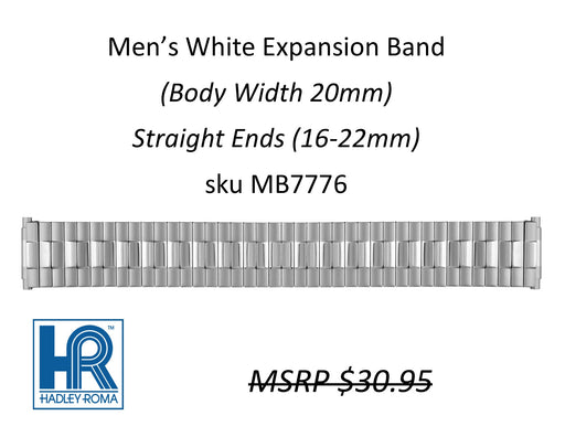 MB7776 Men's 20mm Wide Expansion Watch Band White - Default Title