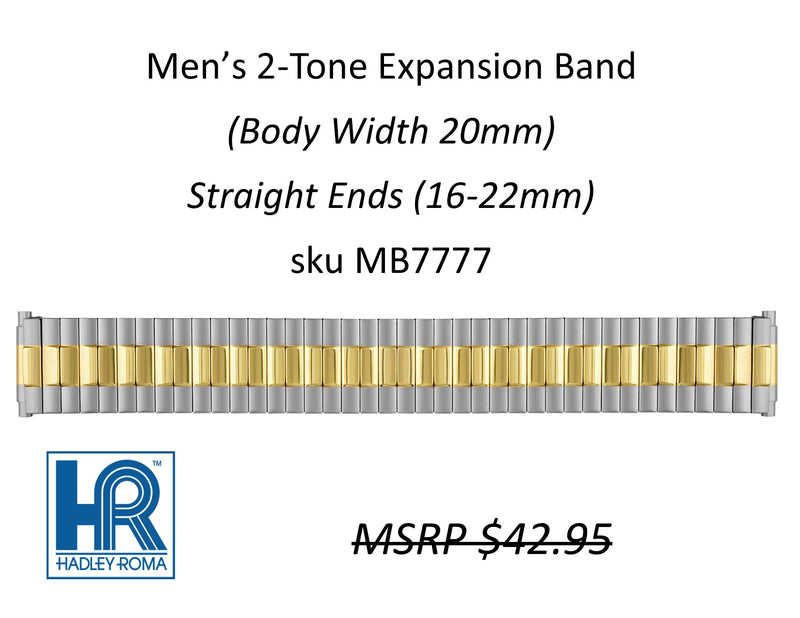 MB7777 Men's 20mm Wide Expansion Watch Band Two-Tone - Default Title