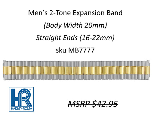 MB7777 Men's 20mm Wide Expansion Watch Band Two-Tone - Default Title