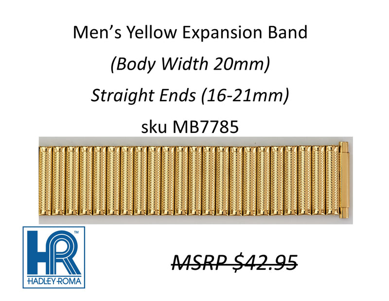 MB7785 Men's 20mm Wide Expansion Watch Band Yellow - Default Title
