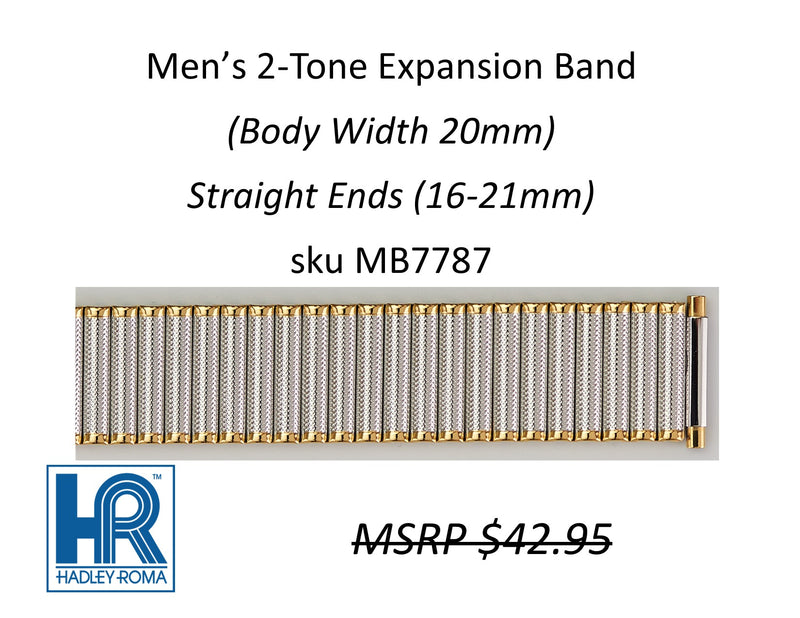 MB7787 Men's 20mm Wide Expansion Watch Band Two-Tone - Default Title