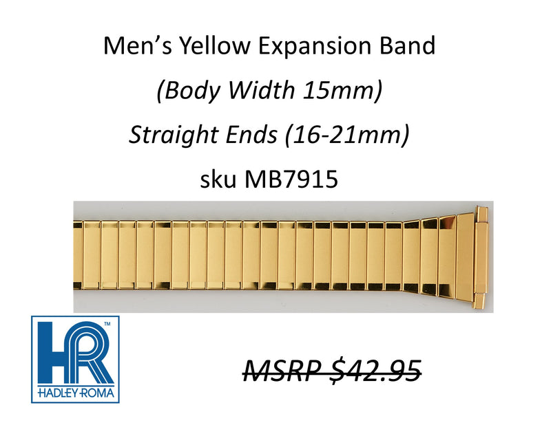 MB7915 Men's 15mm Wide Expansion Watch Band Yellow - Default Title