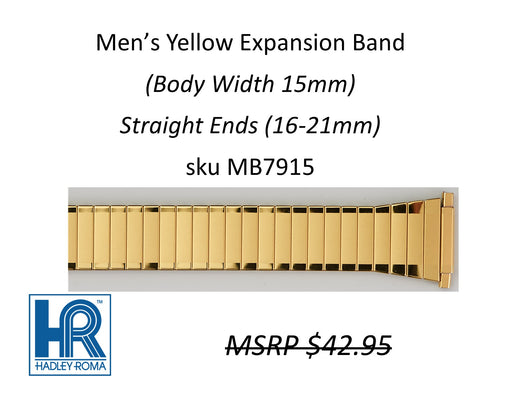 MB7915 Men's 15mm Wide Expansion Watch Band Yellow - Default Title