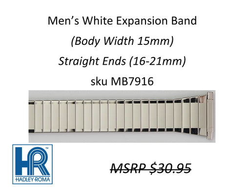 MB7916 Men's 15mm Wide Expansion Watch Band White - Default Title
