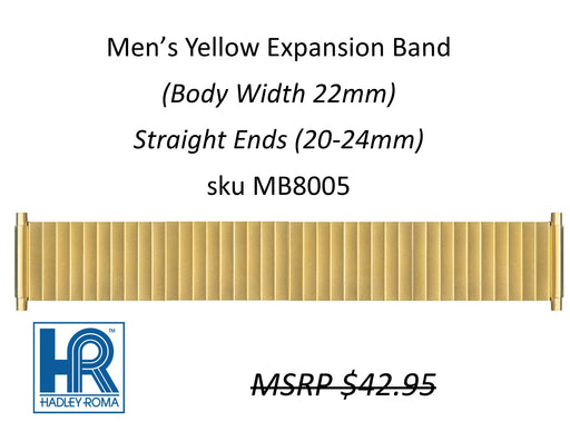 MB8005 Men's 22mm Wide Expansion Satin Band Yellow - Default Title