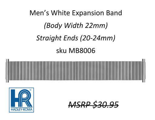 MB8006 Men's 22mm Wide Expansion Satin Band White - Default Title