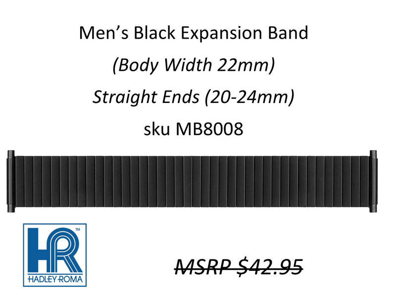 MB8008 Men's 22mm Wide Expansion Satin Band Black - Default Title