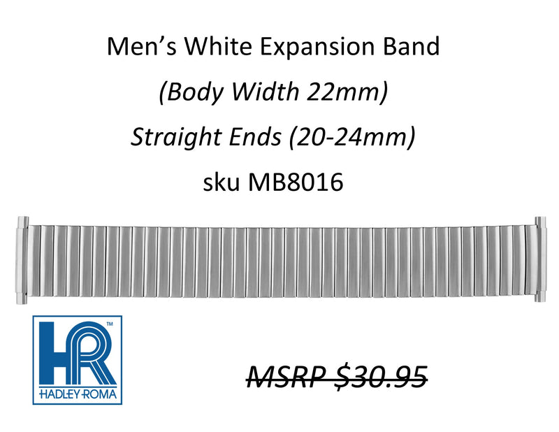 MB8016 Men's 22mm Wide Expansion Shiny Band White - Default Title