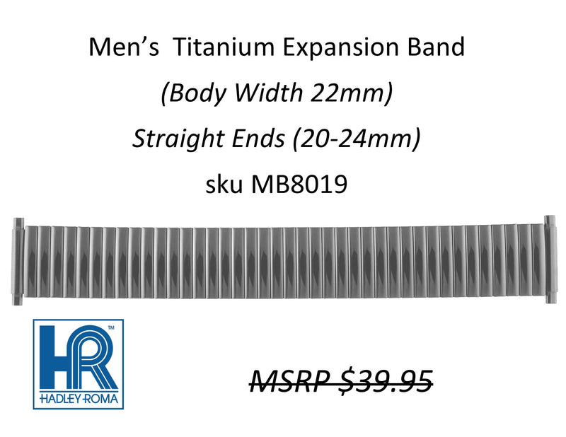 MB8019 Men's 22mm Wide Expansion Shiny Band Titanium - Default Title