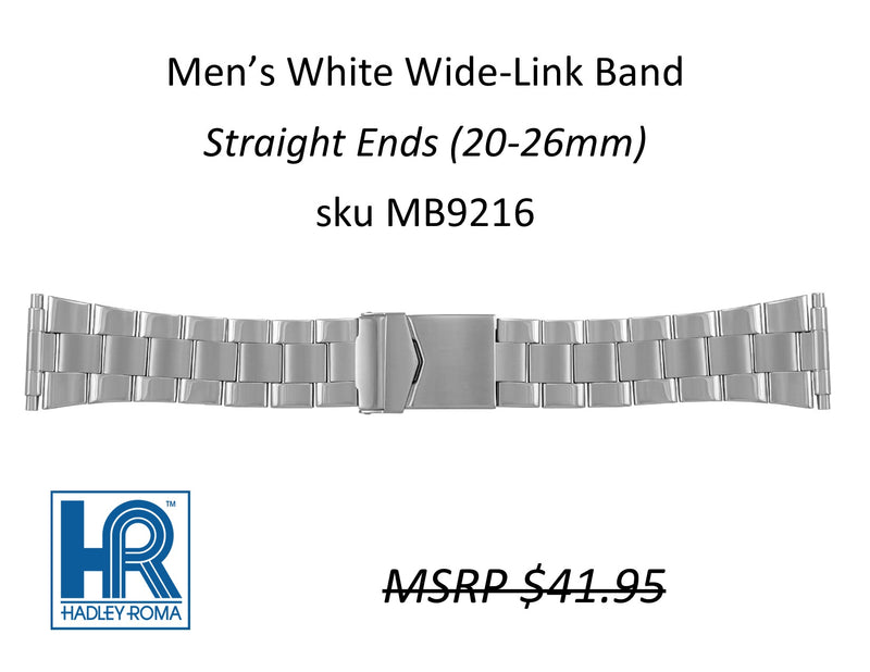MB9216 Men's Wide-Link Watch Band White - Default Title