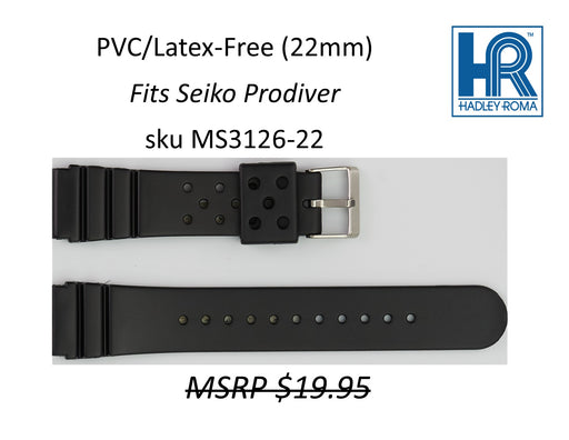 MS3126 Black PVC/Latex-Free Watch Strap 22mm - Default Title