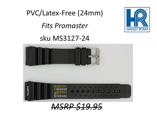MS3127 Black PVC/Latex-Free Watch Strap 24mm - Default Title
