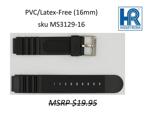 MS3129 Black PVC/Latex-Free Watch Strap 16mm - Default Title