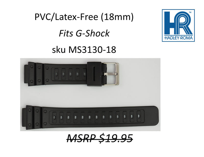 MS3130 Black PVC/Latex-Free Watch Strap 18mm - Default Title