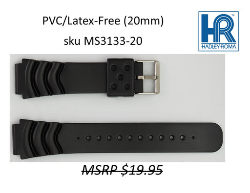 MS3133 PVC/Latex-Free Watch Strap Black - 20mm