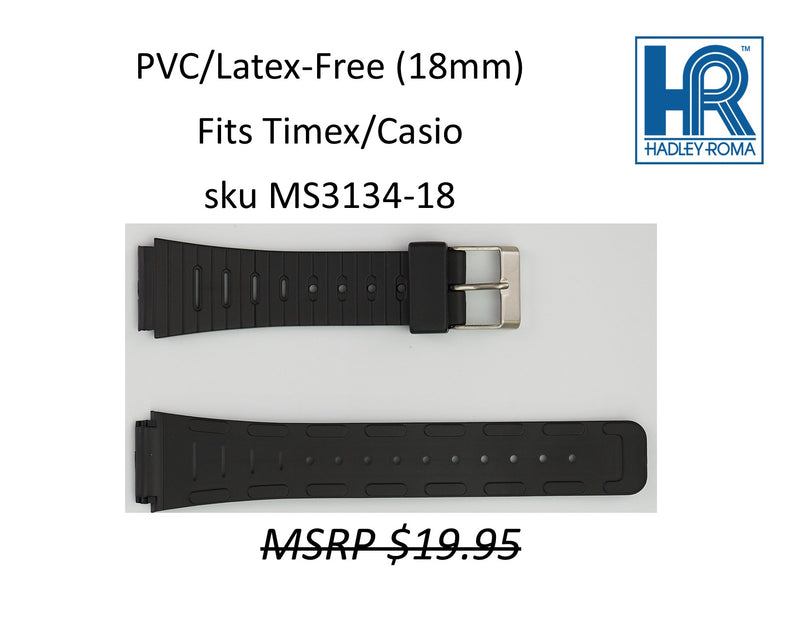 MS3134 Black PVC/Latex-Free Watch Strap 18mm - Default Title