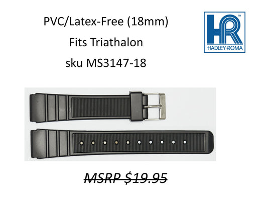 MS3147 Black PVC/Latex-Free Watch Strap 18mm - Default Title