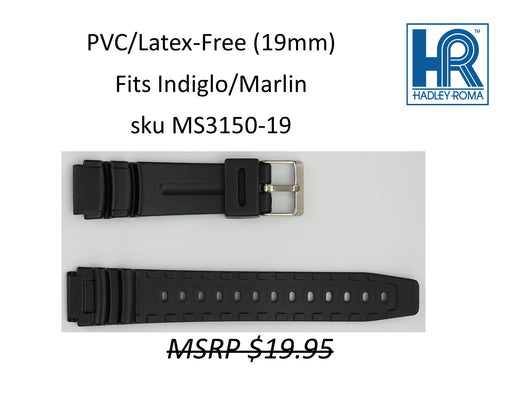 MS3150 Black PVC/Latex-Free Watch Strap 19mm - Default Title