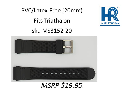 MS3152 Black PVC/Latex-Free Watch Strap 20mm - Default Title