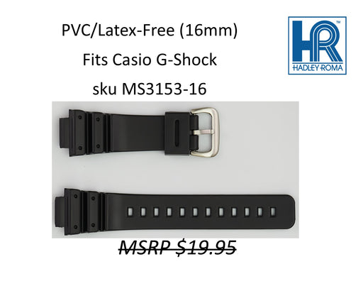 MS3153 Black PVC/Latex-Free Watch Strap 16mm - Default Title