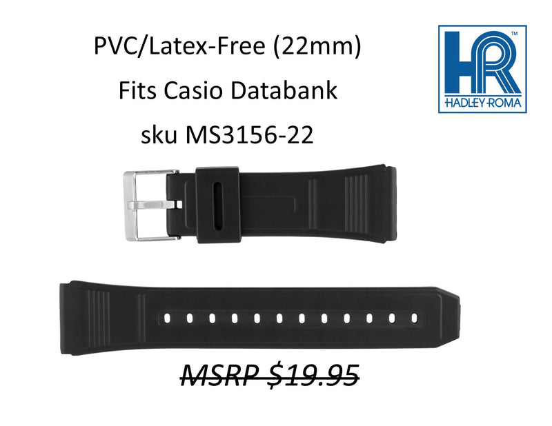 MS3156 Black PVC/Latex-Free Watch Strap 22mm - Default Title