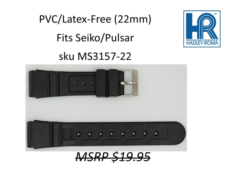 MS3157 Black PVC/Latex-Free Watch Strap 22mm - Default Title