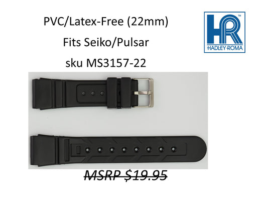 MS3157 Black PVC/Latex-Free Watch Strap 22mm - Default Title