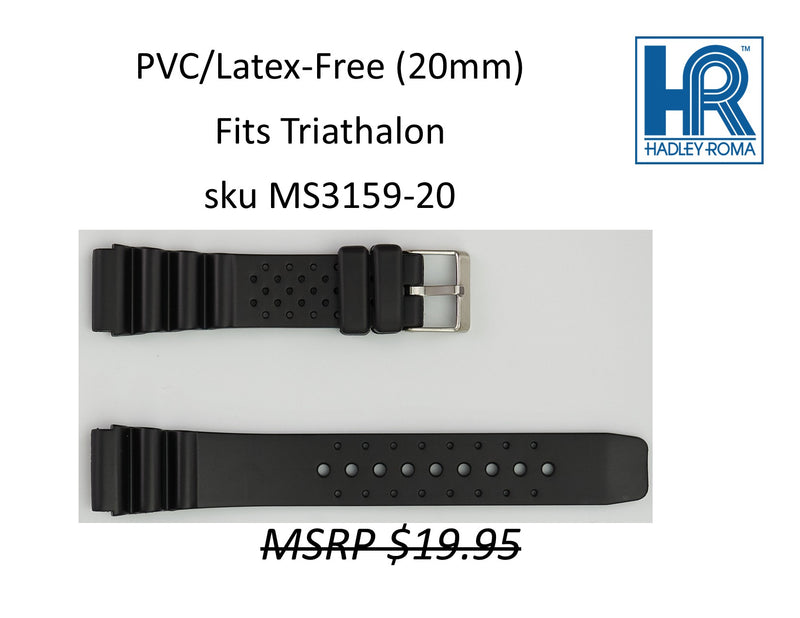 MS3159 Black PVC/Latex-Free Watch Strap 20mm - Default Title